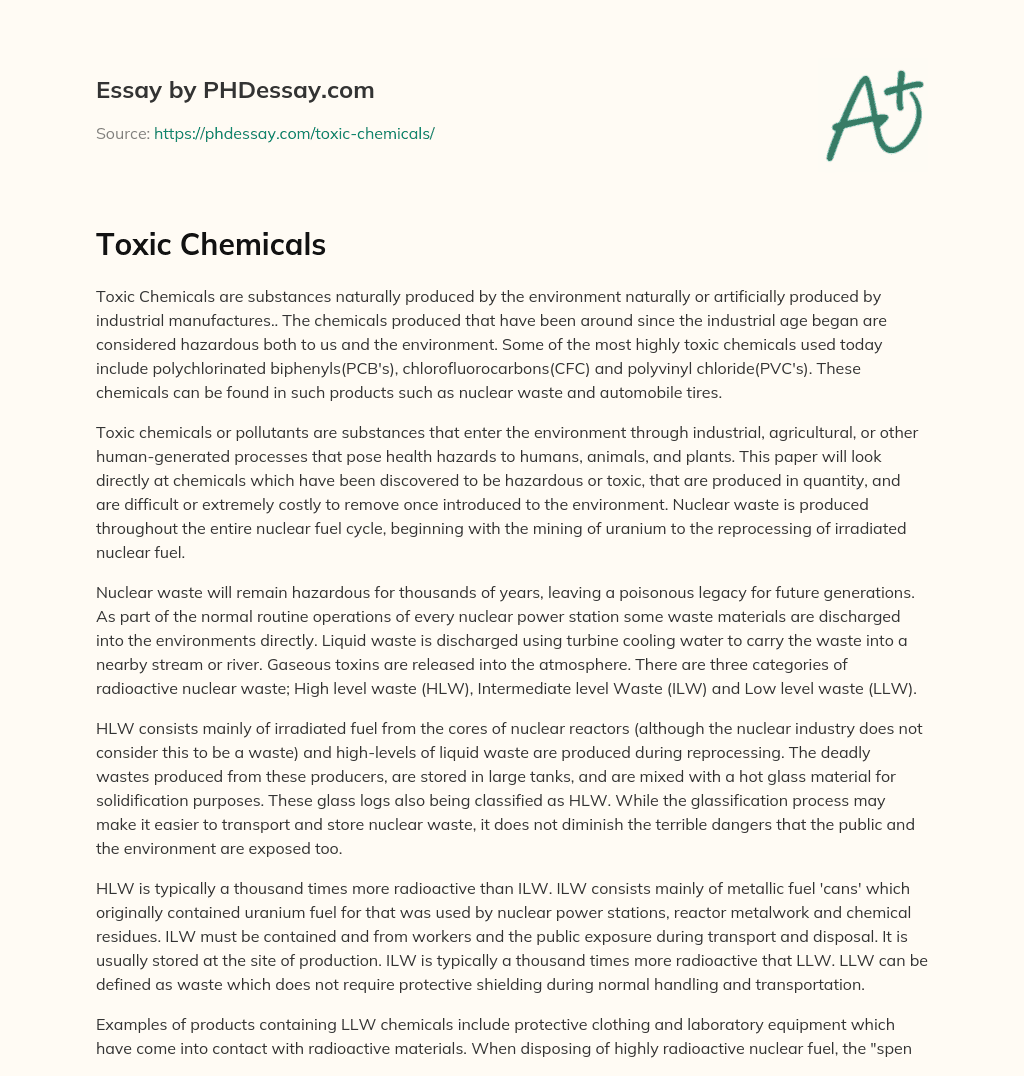 Toxic Chemicals essay