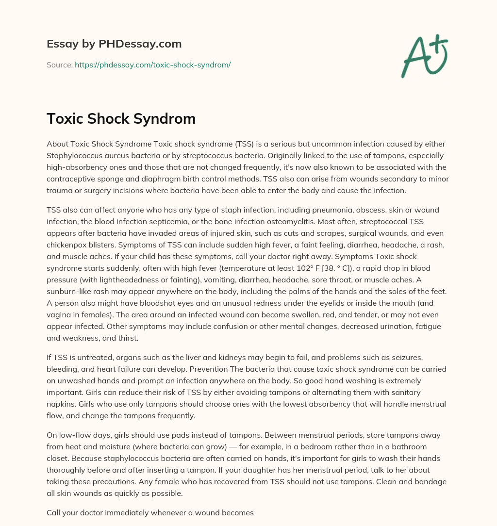 Toxic Shock Syndrom essay