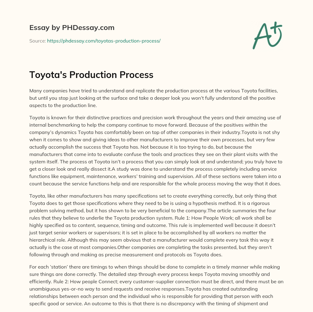 Toyota’s Production Process essay