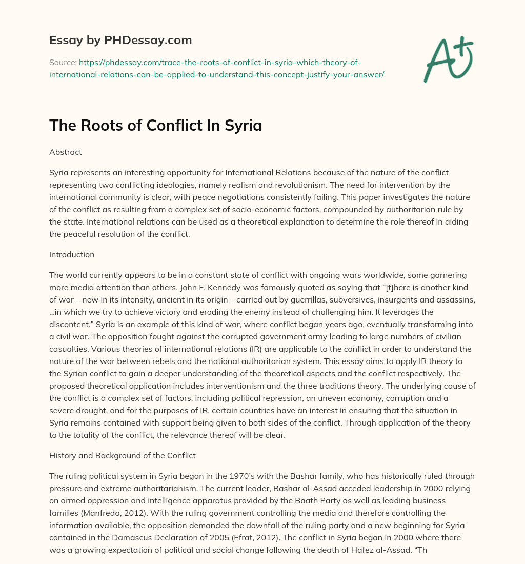 The Roots of Conflict In Syria essay