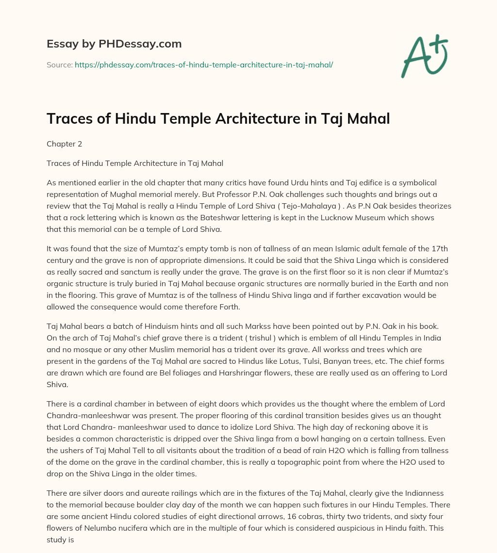short essay on hindu temple