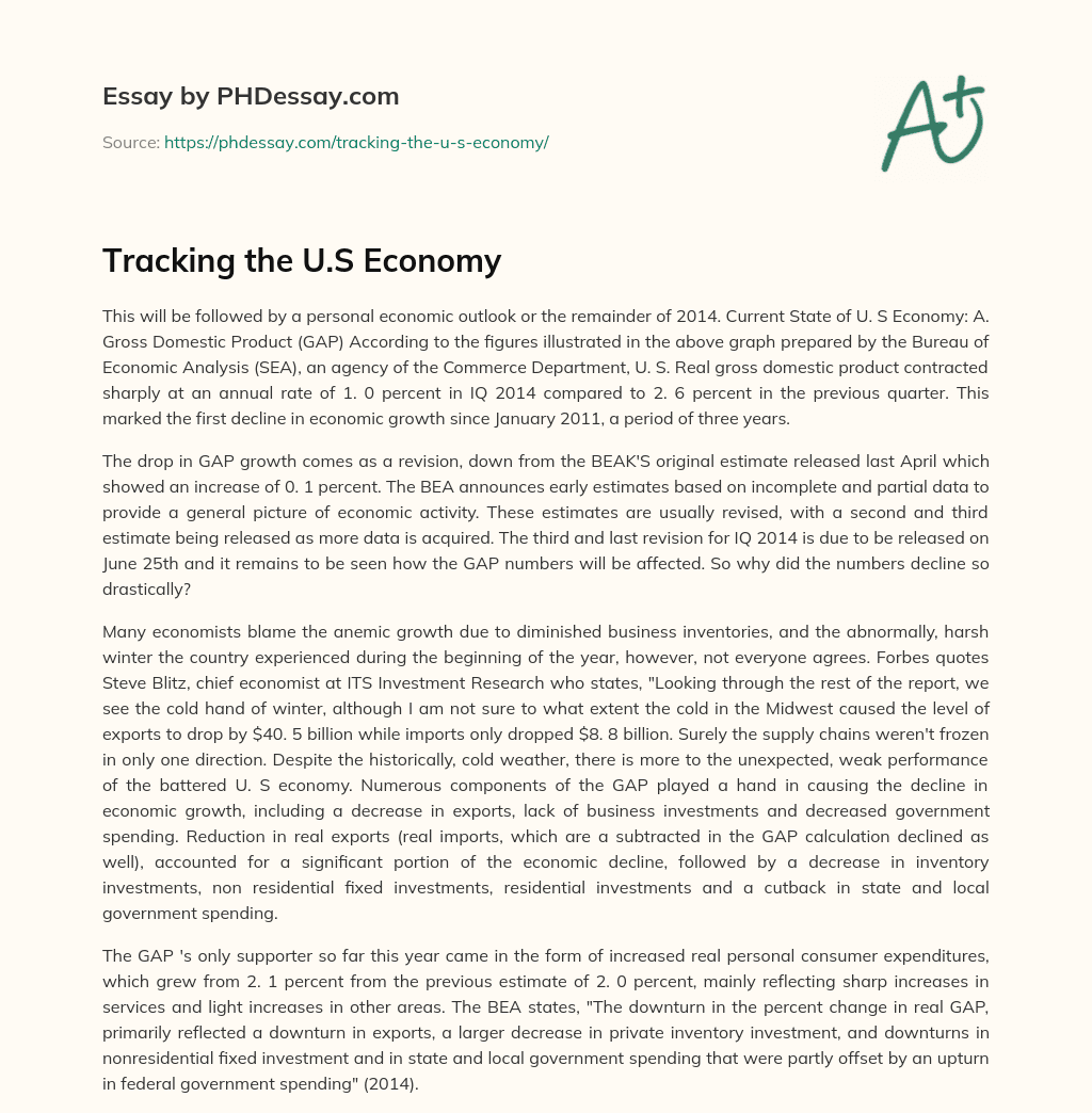 Tracking the U.S Economy essay