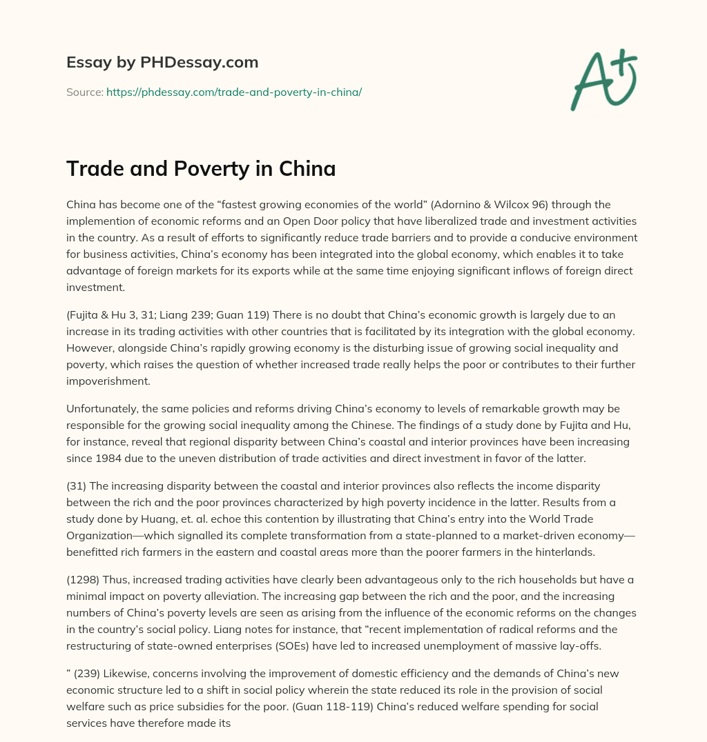 Trade and Poverty in China essay