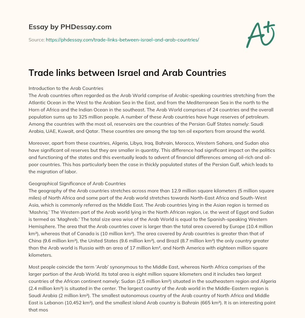 Trade links between Israel and Arab Countries essay