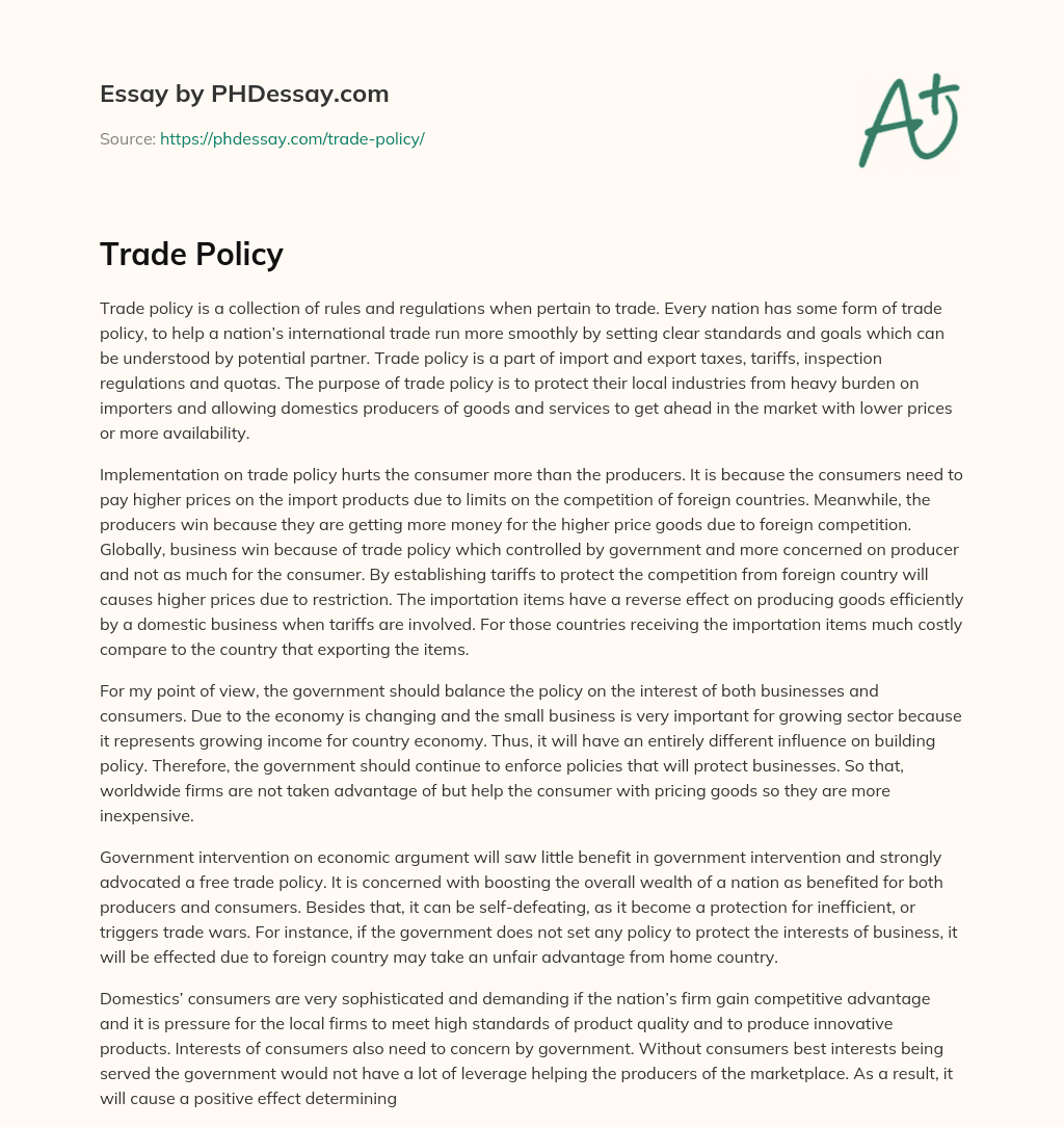 Trade Policy essay