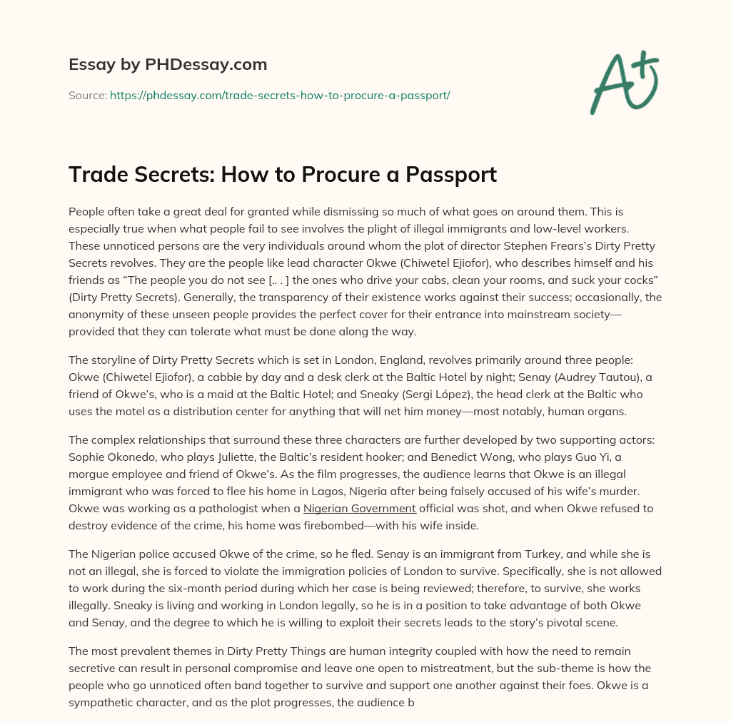 Trade Secrets: How to Procure a Passport essay