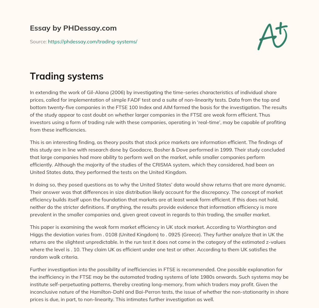 Trading systems essay