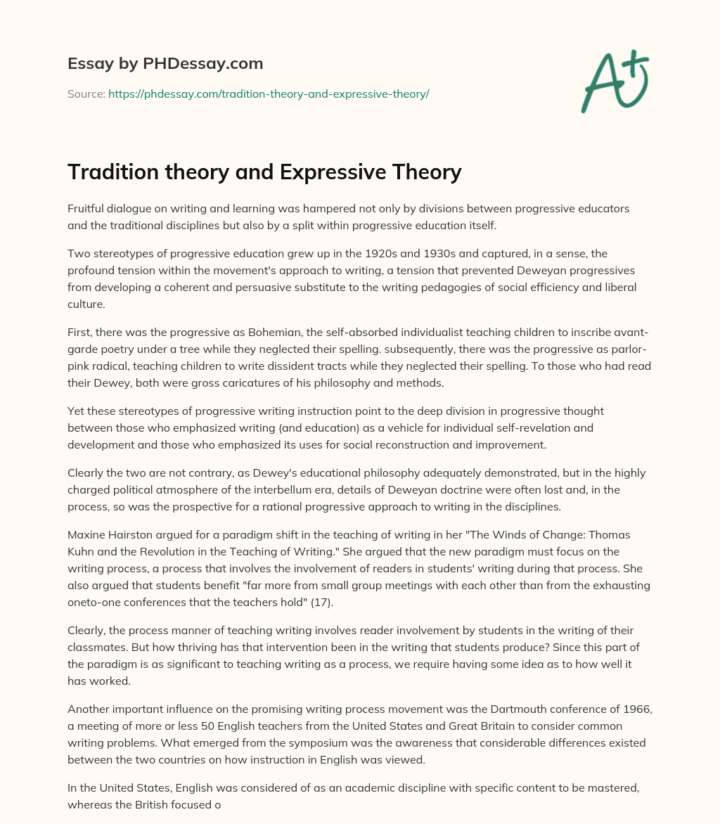 Tradition theory and Expressive Theory essay