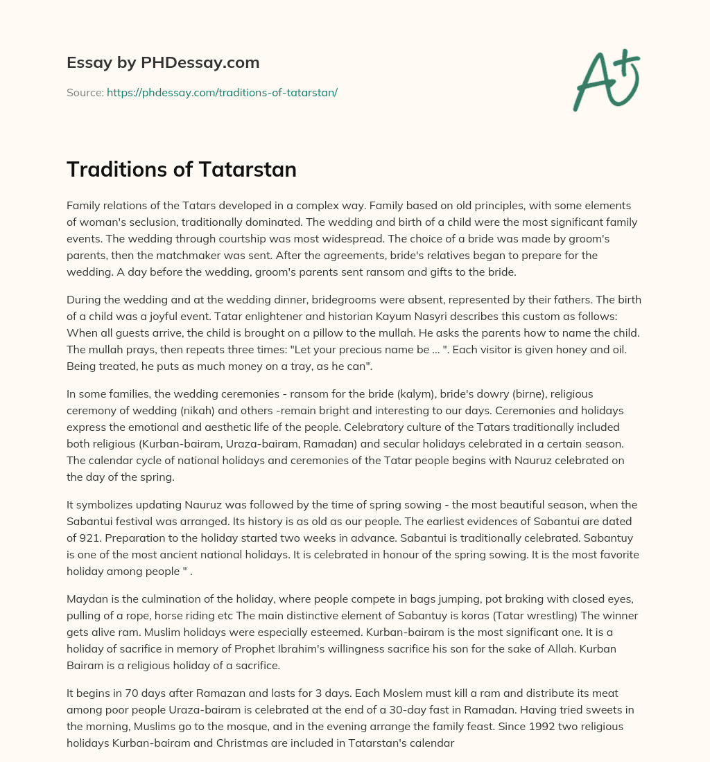 Traditions of Tatarstan essay