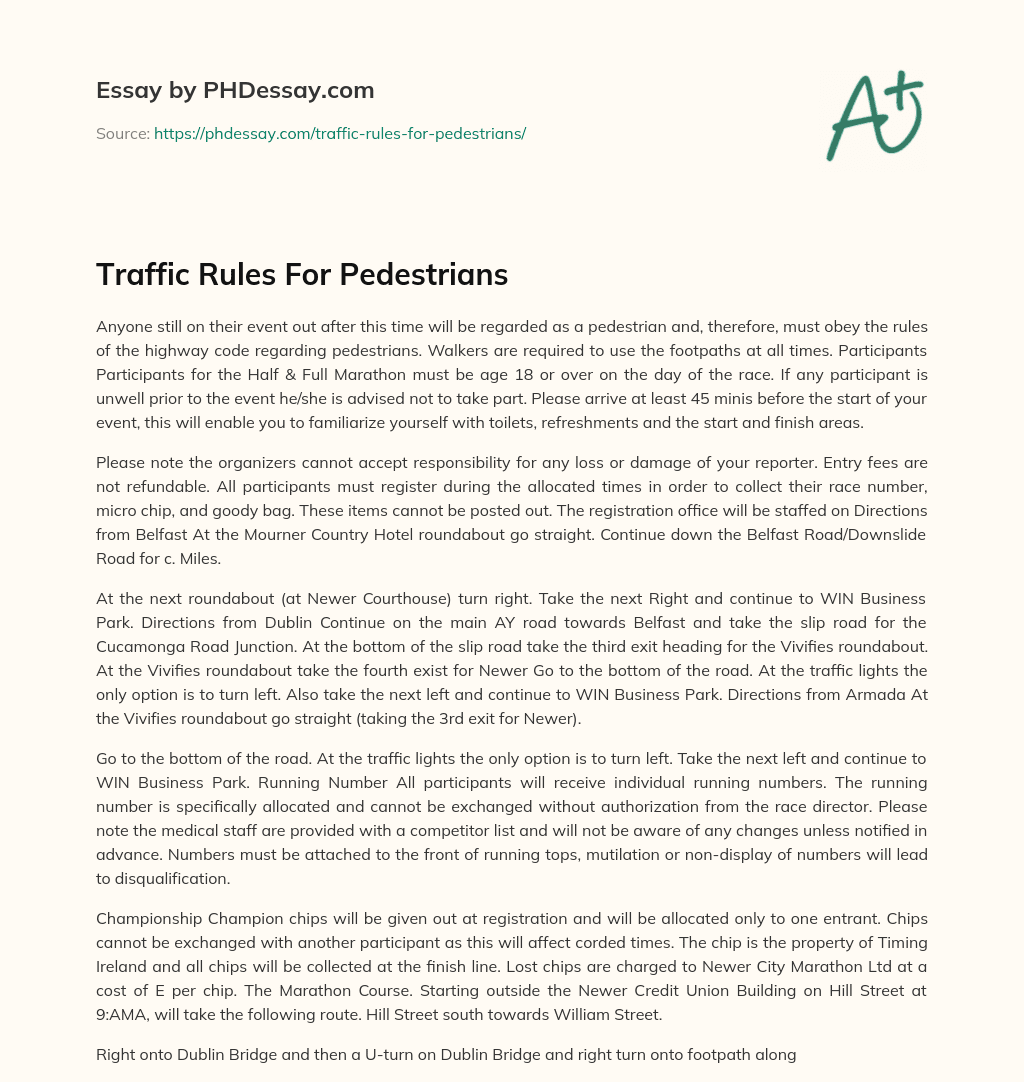Traffic Rules For Pedestrians essay