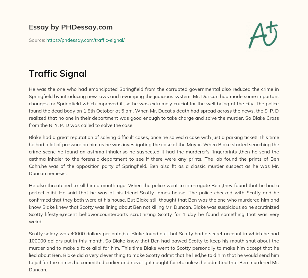 Traffic Signal essay