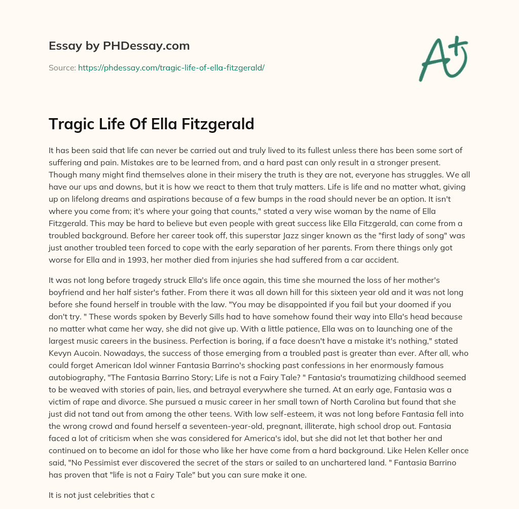 Tragic Life Of Ella Fitzgerald essay