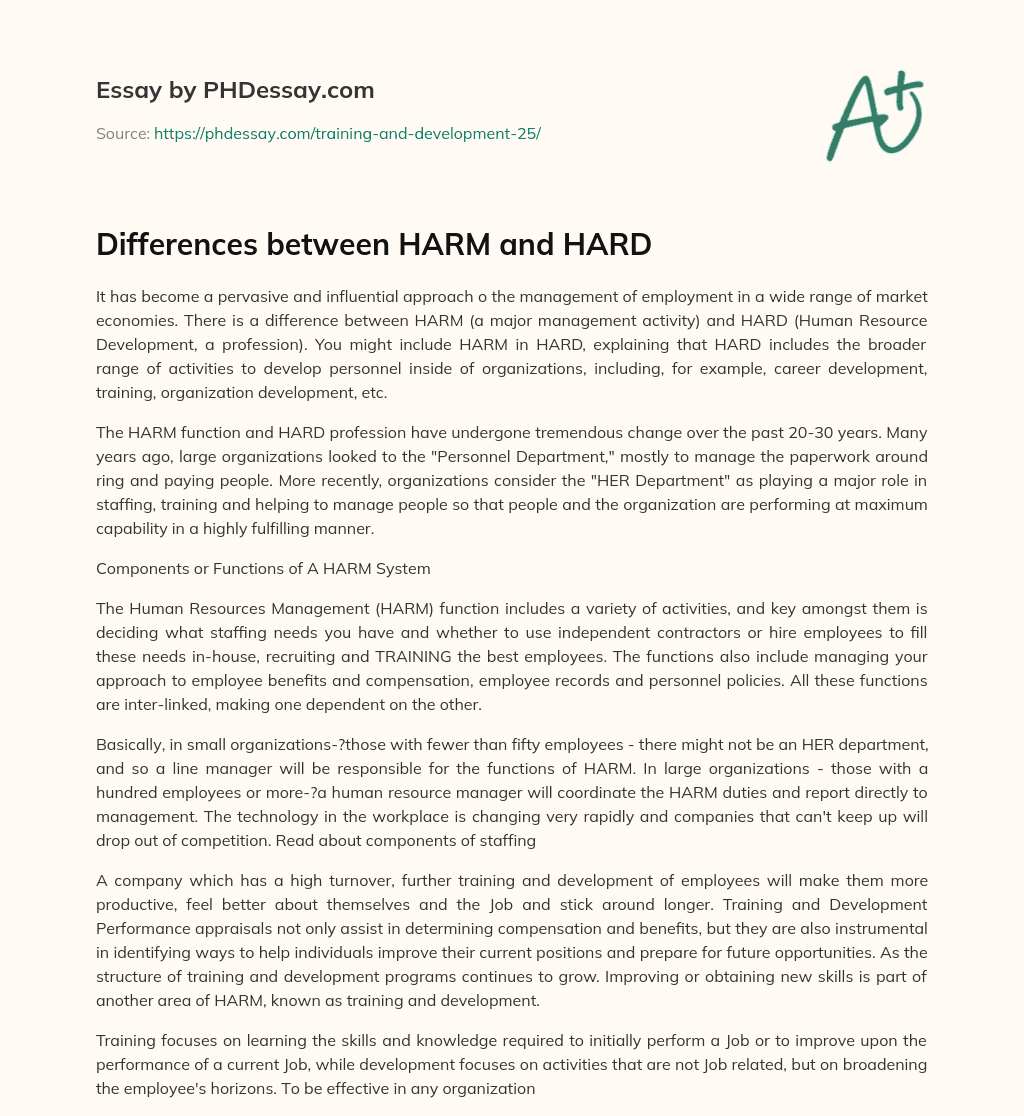 Differences between HARM and HARD essay