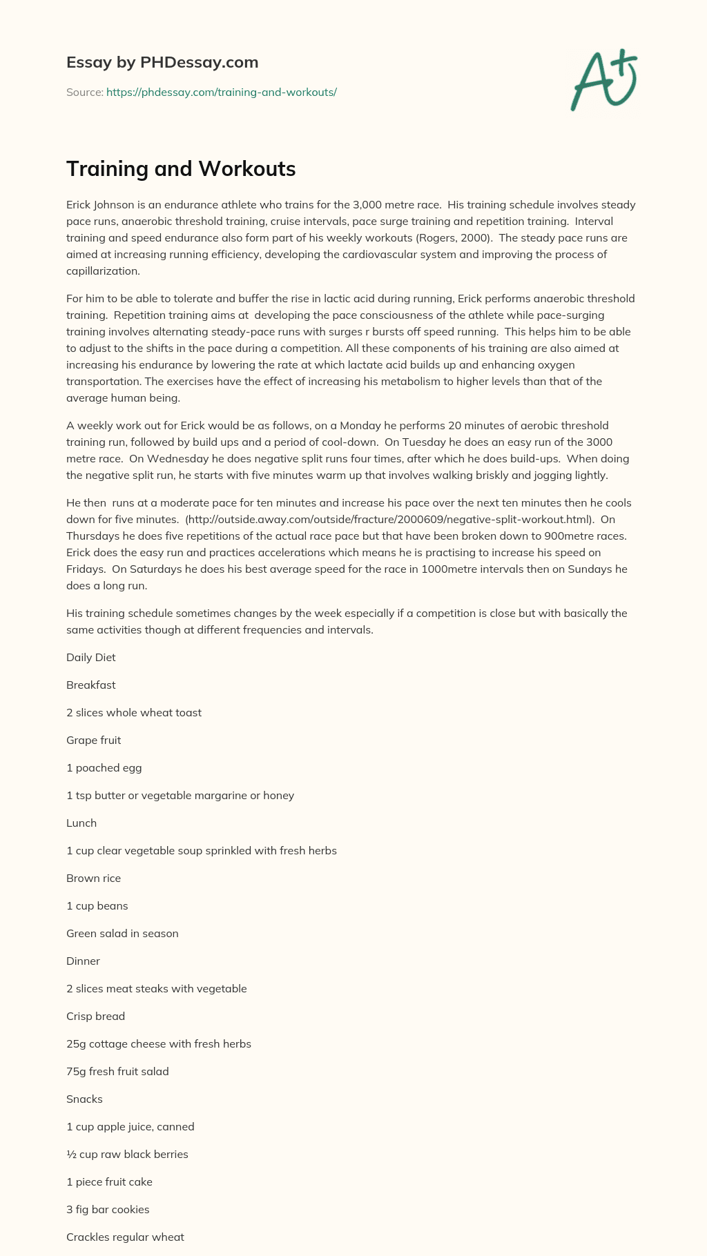 Training and Workouts essay