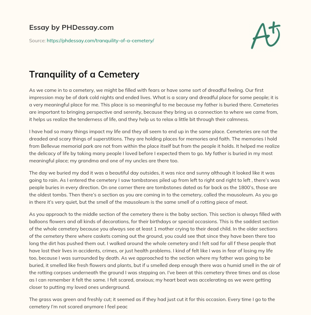Tranquility of a Cemetery essay