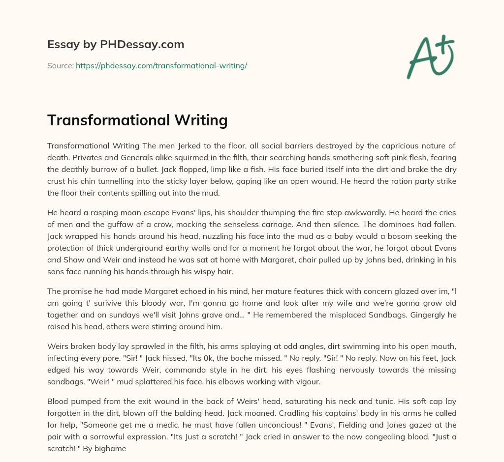Transformational Writing essay