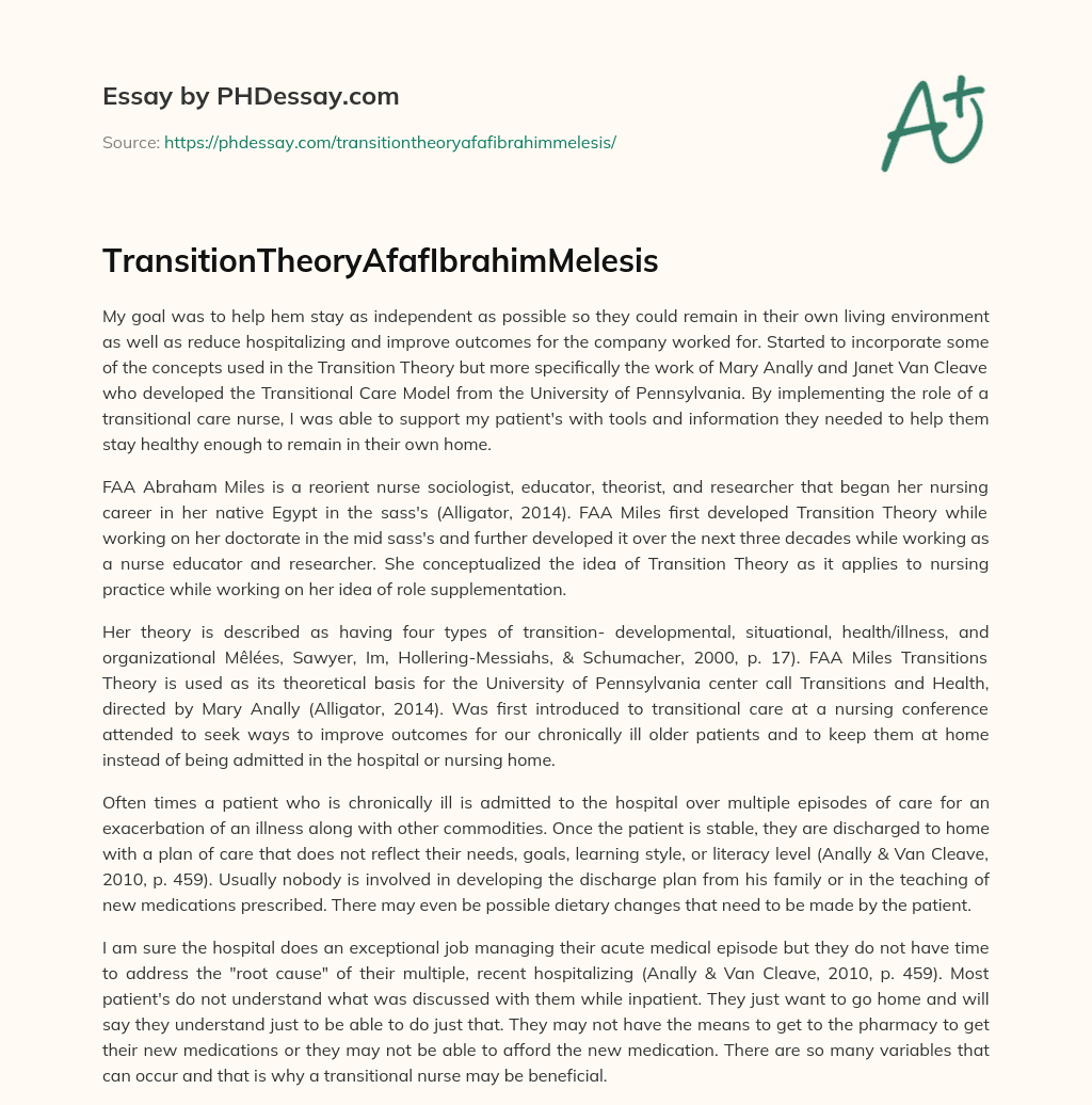 TransitionTheoryAfafIbrahimMelesis essay