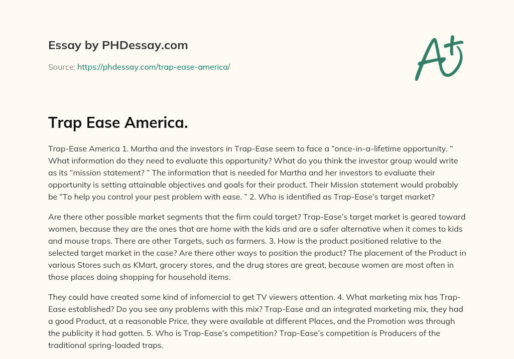Trap Ease America. essay