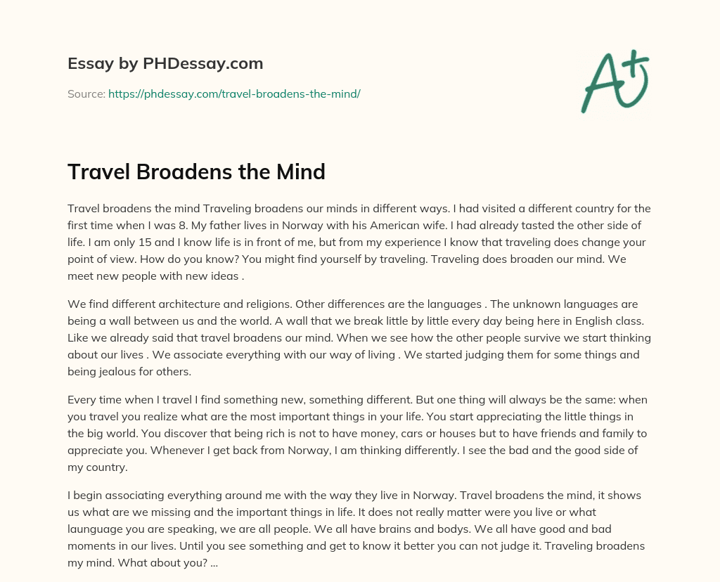 essay about travel broadens the mind