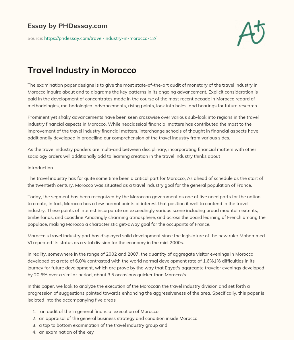 Travel Industry in Morocco essay