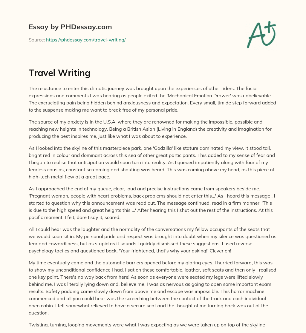 Travel Writing 500 Words PHDessay