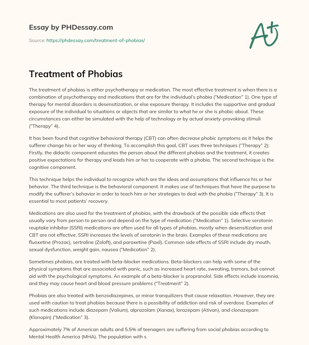 Treatment of Phobias essay