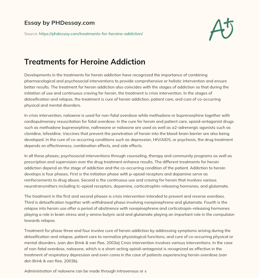 Treatments for Heroine Addiction essay