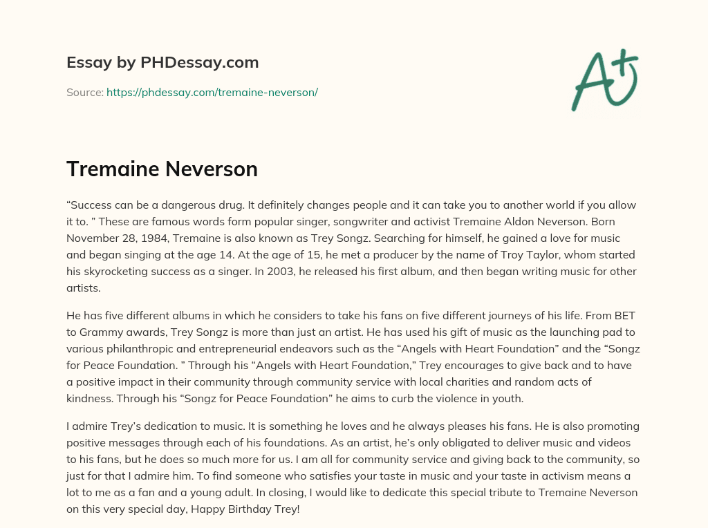 Tremaine Neverson essay