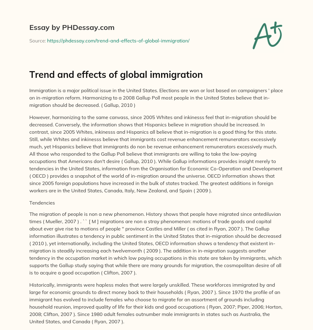 immigration trends essay