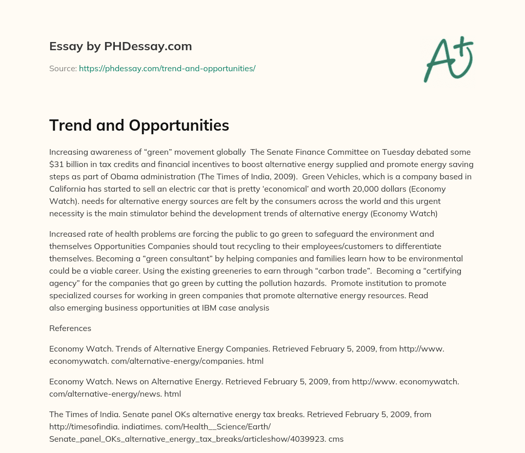Trend and Opportunities essay