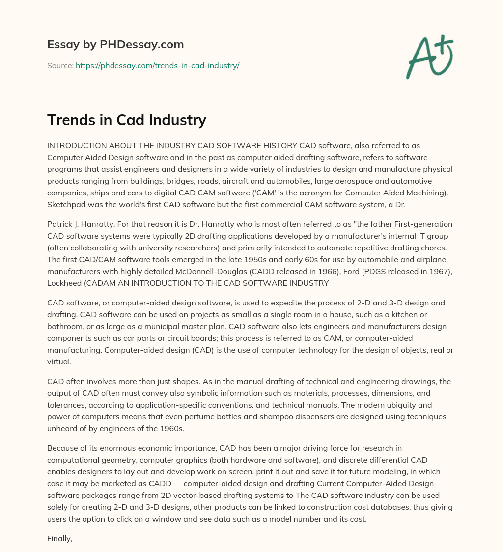 Trends in CAD Industry essay