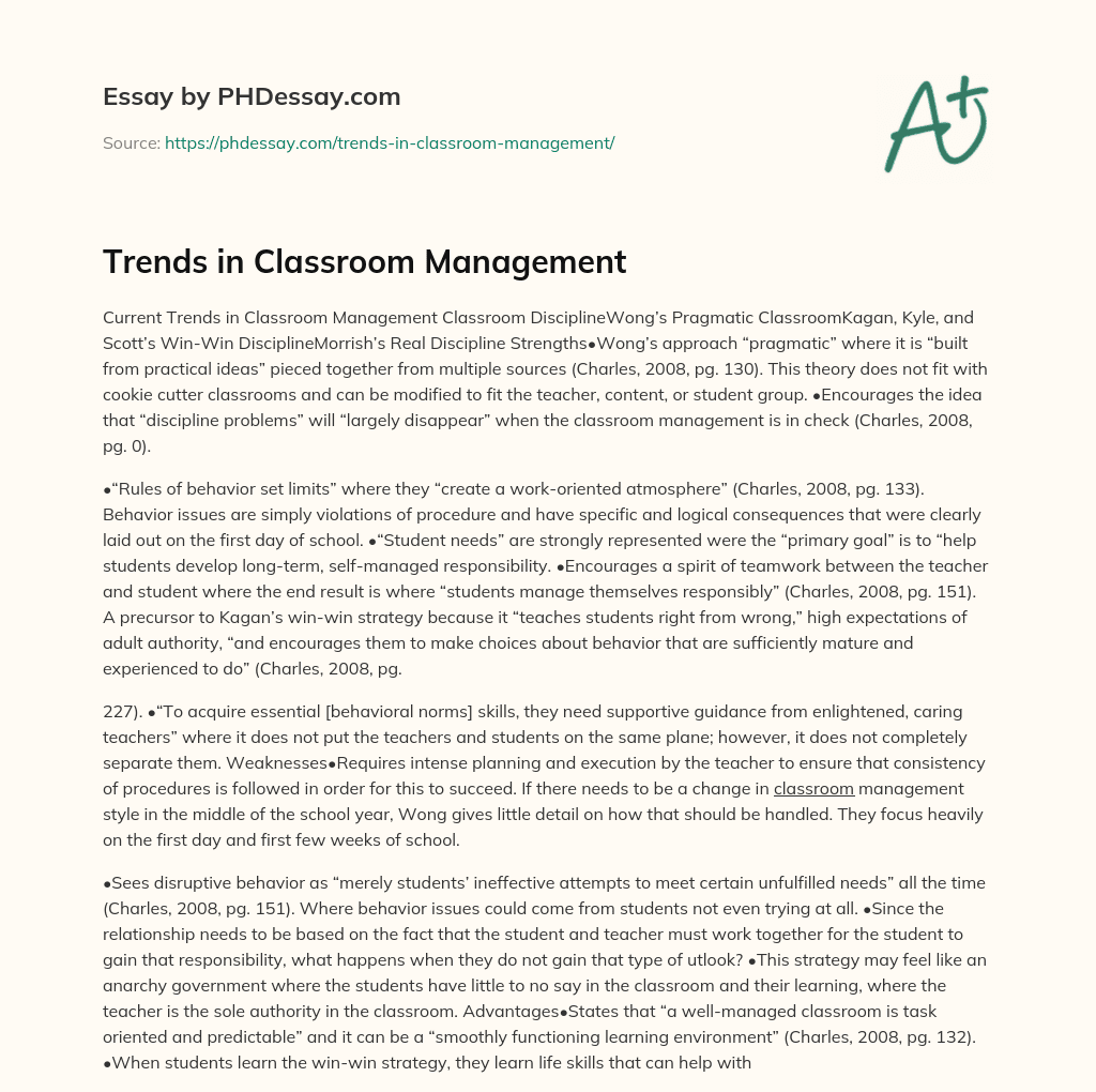Trends in Classroom Management essay