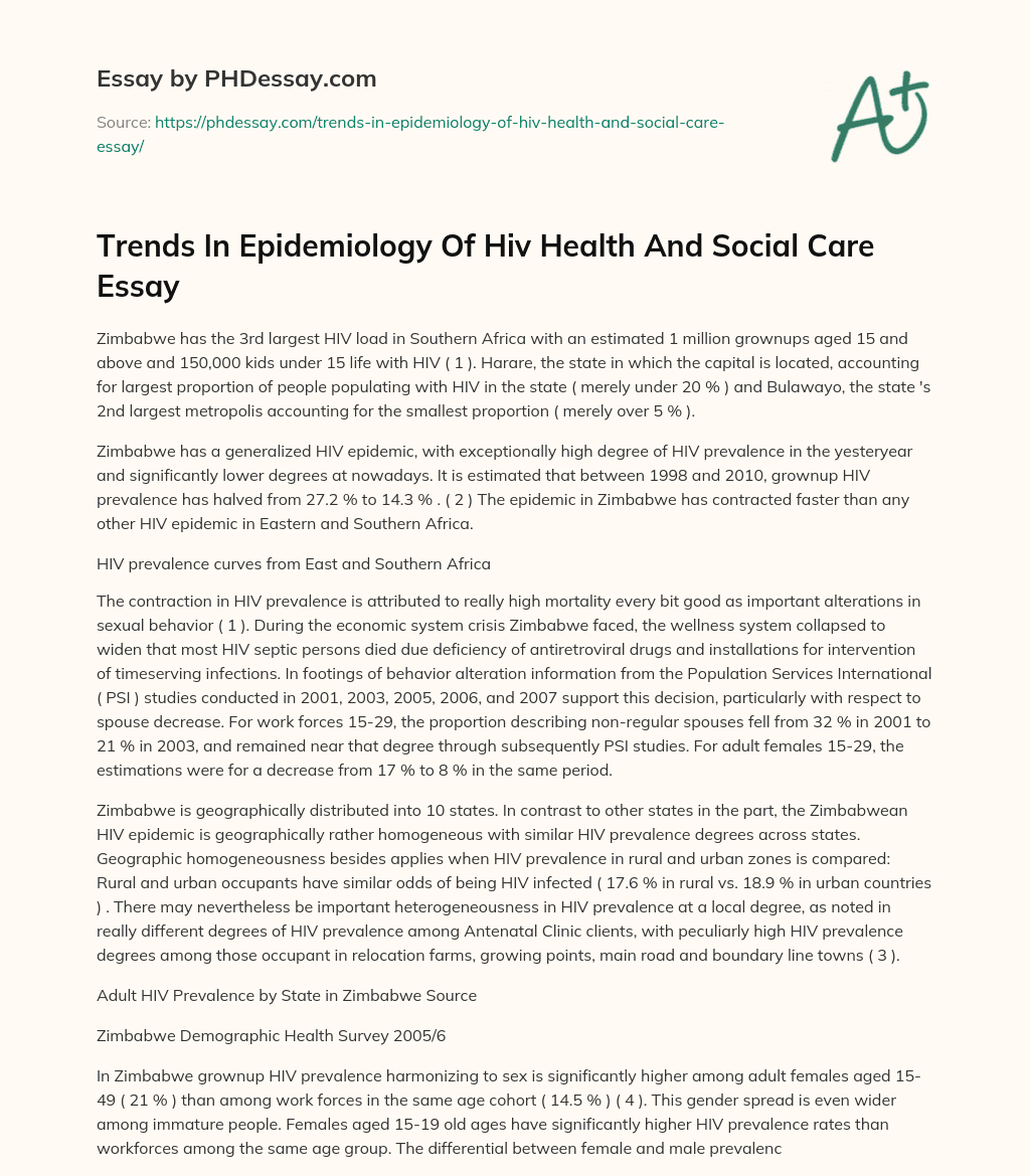 Trends In Epidemiology Of Hiv Health And Social Care Essay essay