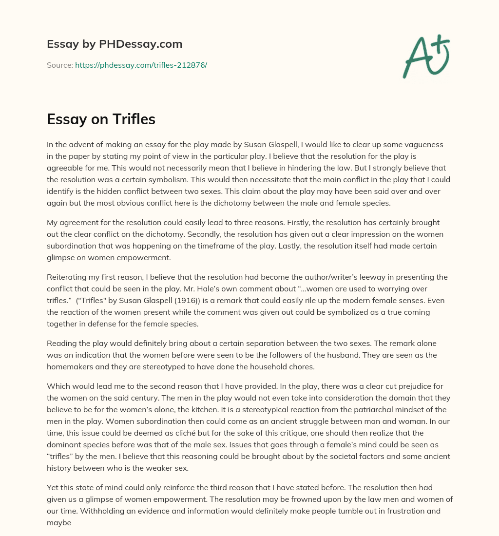 Essay on Trifles essay