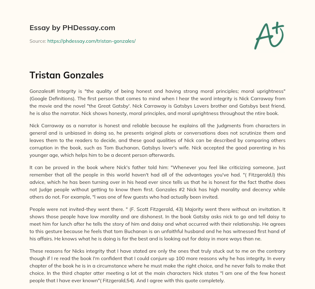 Tristan Gonzales essay