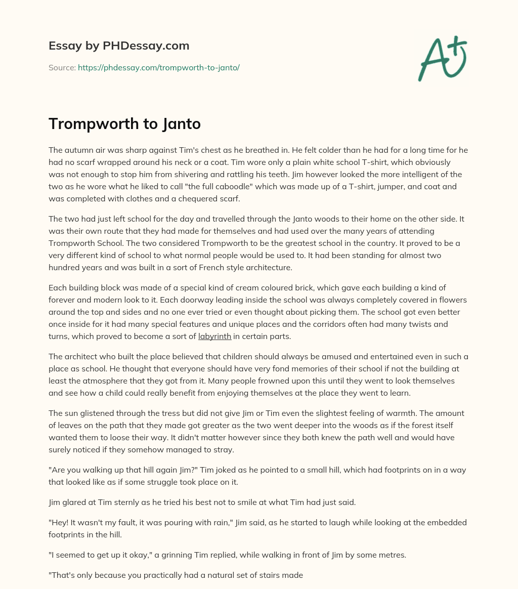Trompworth to Janto essay