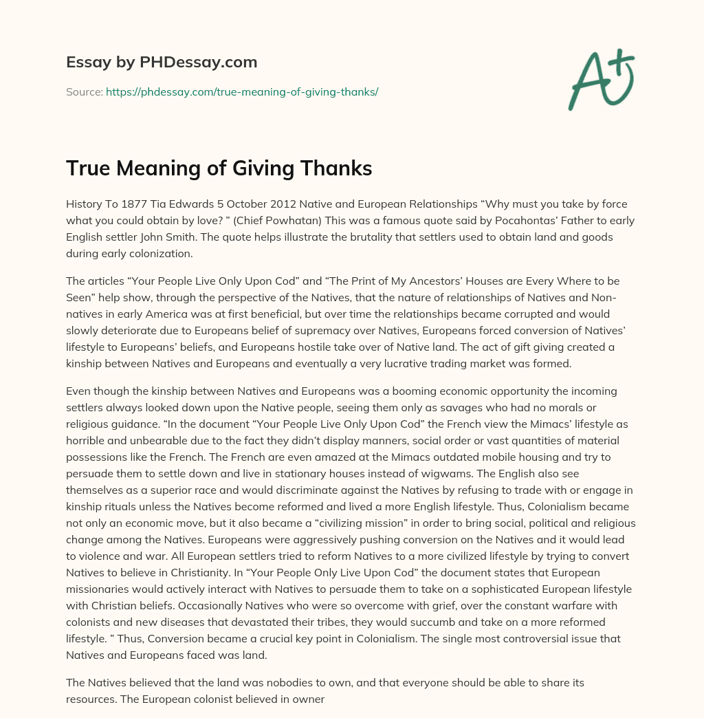 True Meaning of Giving Thanks essay