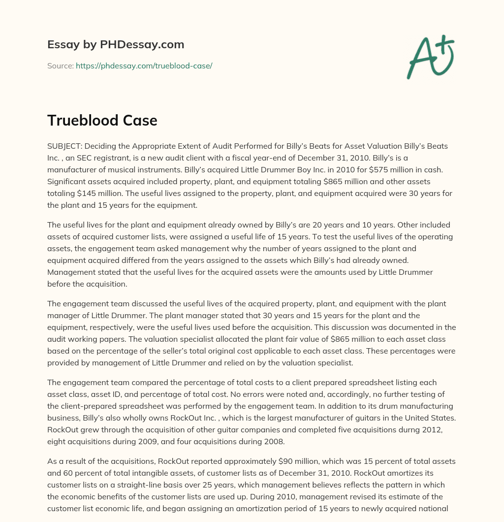 Trueblood Case essay