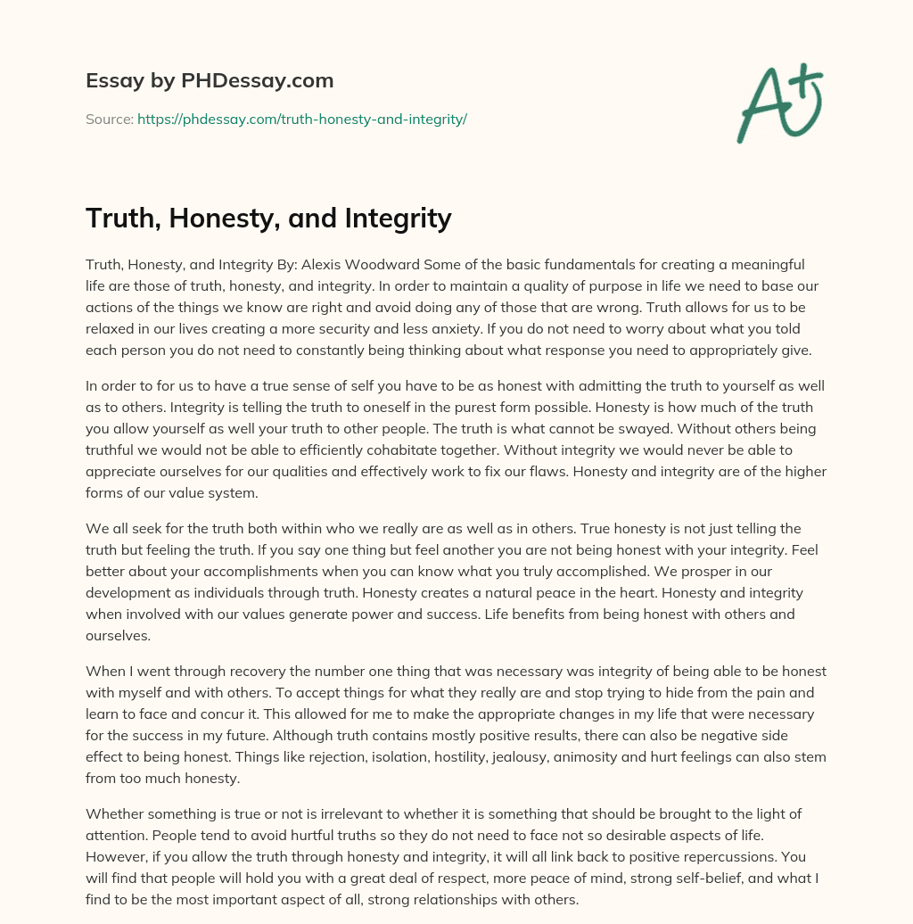 essay on honesty and integrity