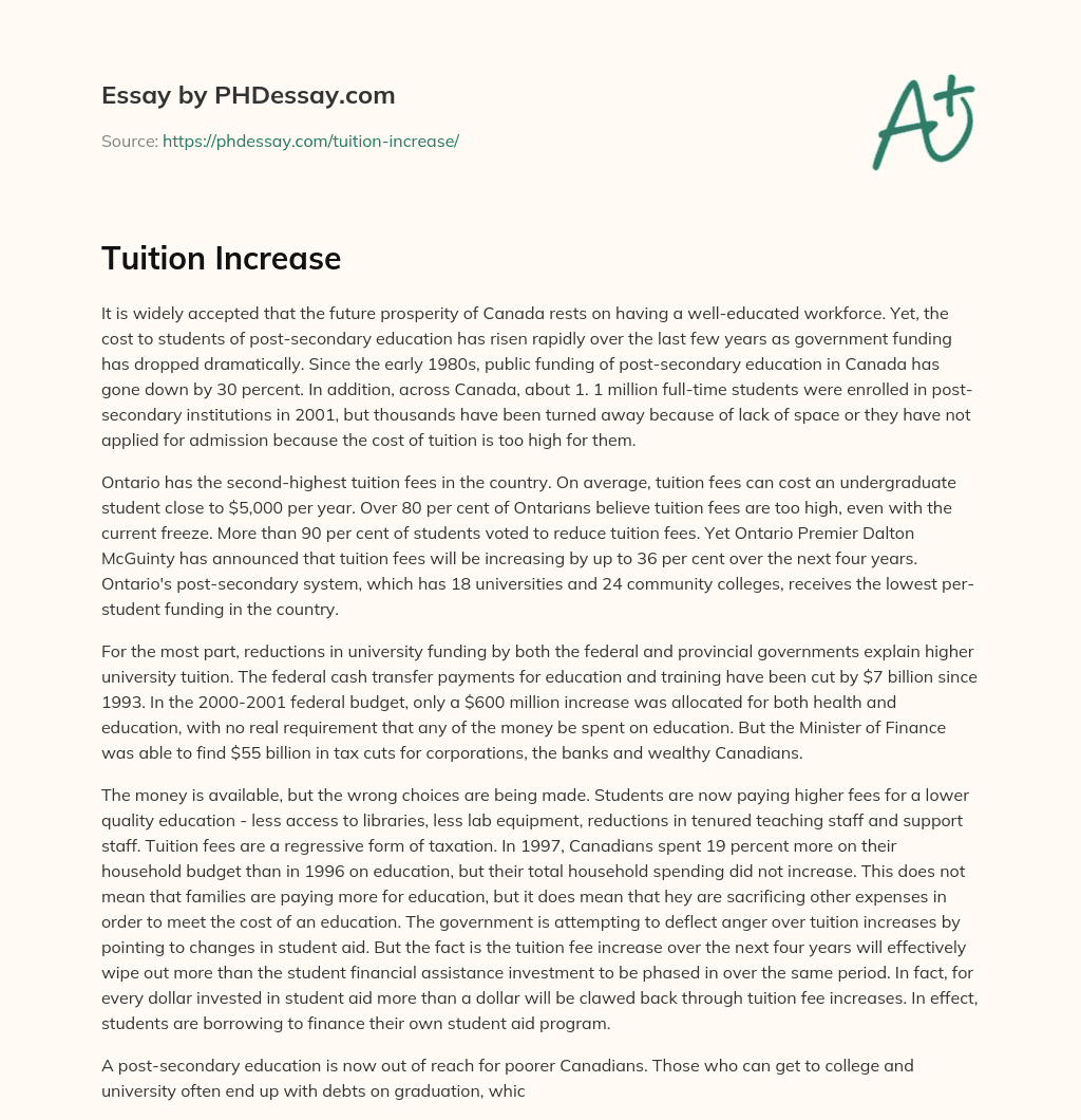 Tuition Increase essay