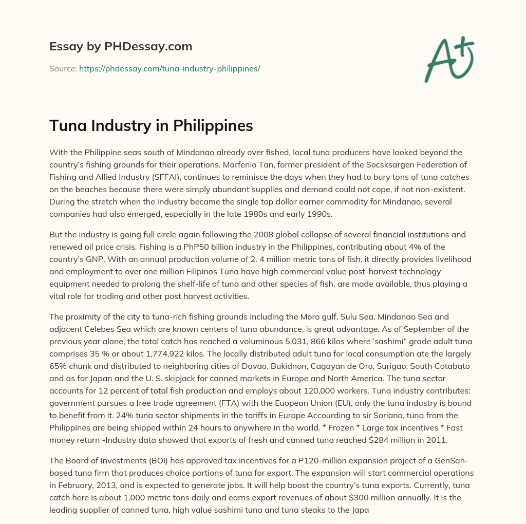 Tuna Industry in Philippines essay