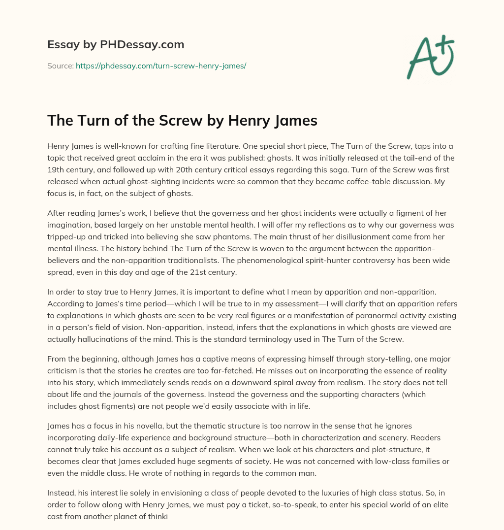 The Turn of the Screw by Henry James essay