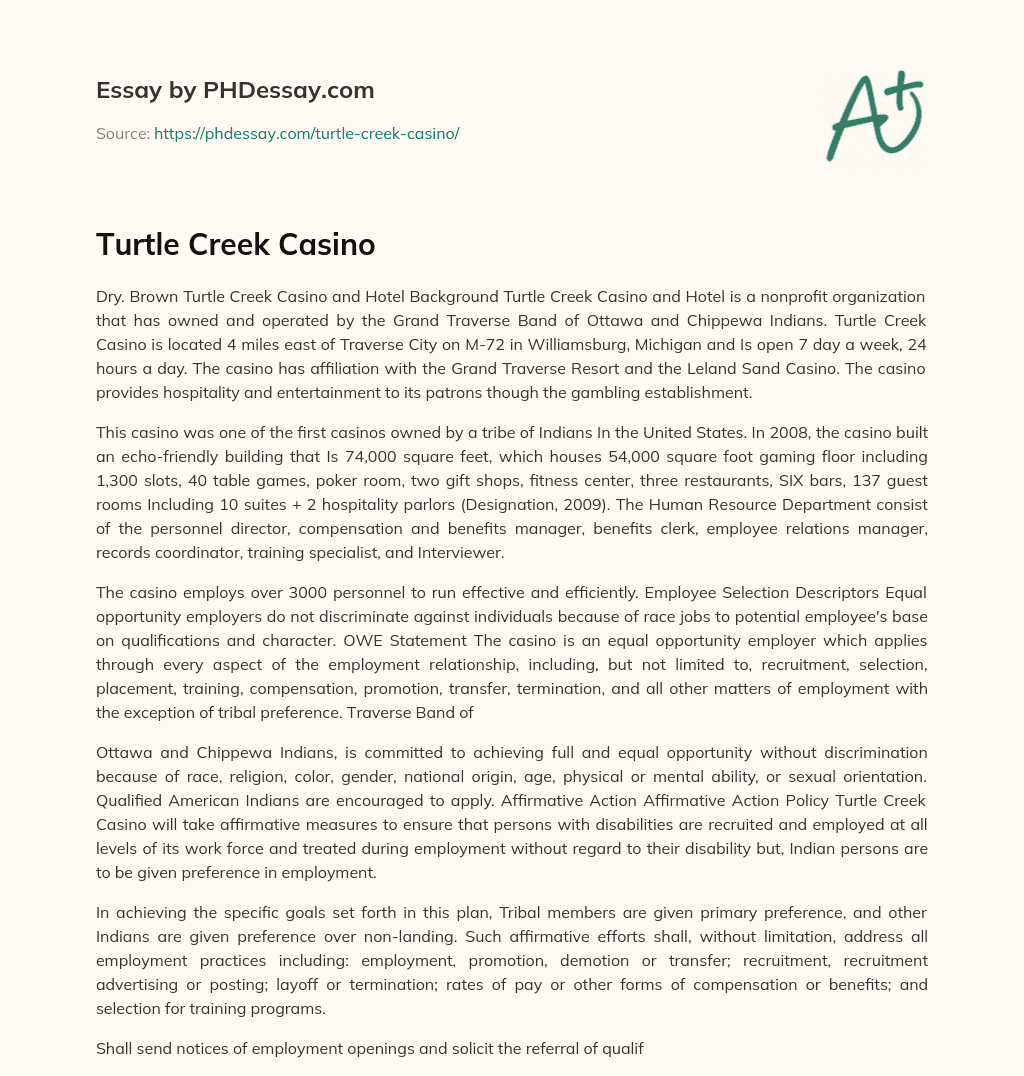 Turtle Creek Casino essay