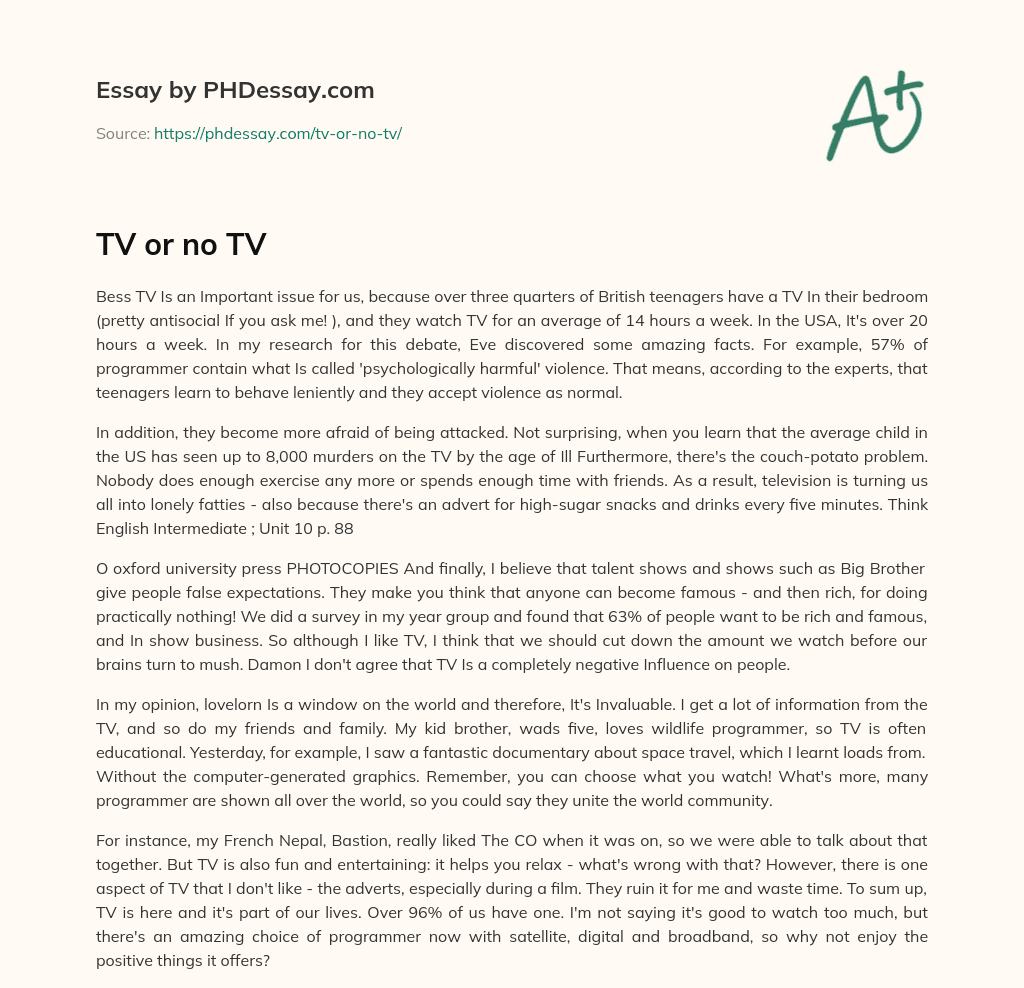 TV or no TV essay