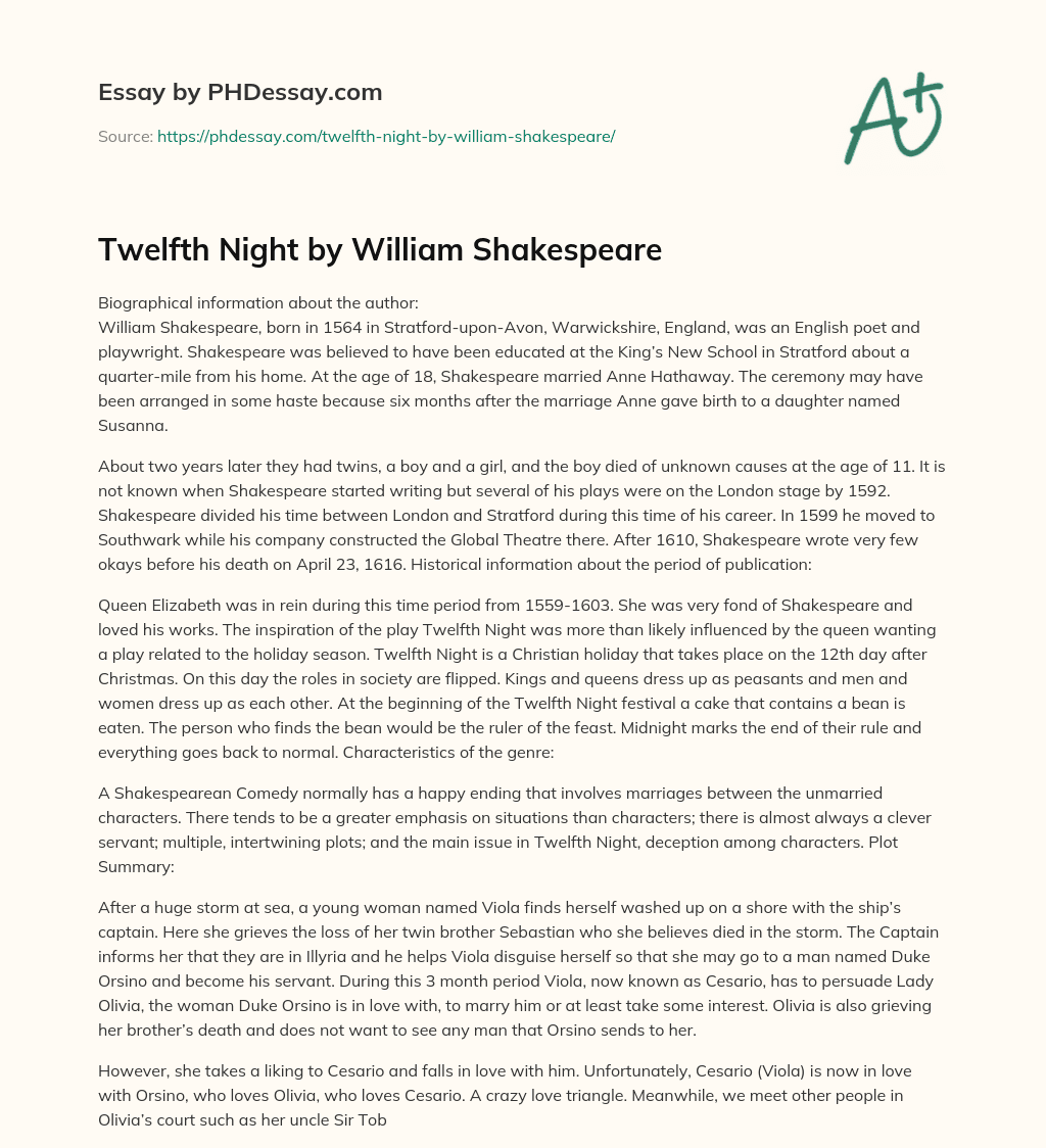 william shakespeare essay pdf