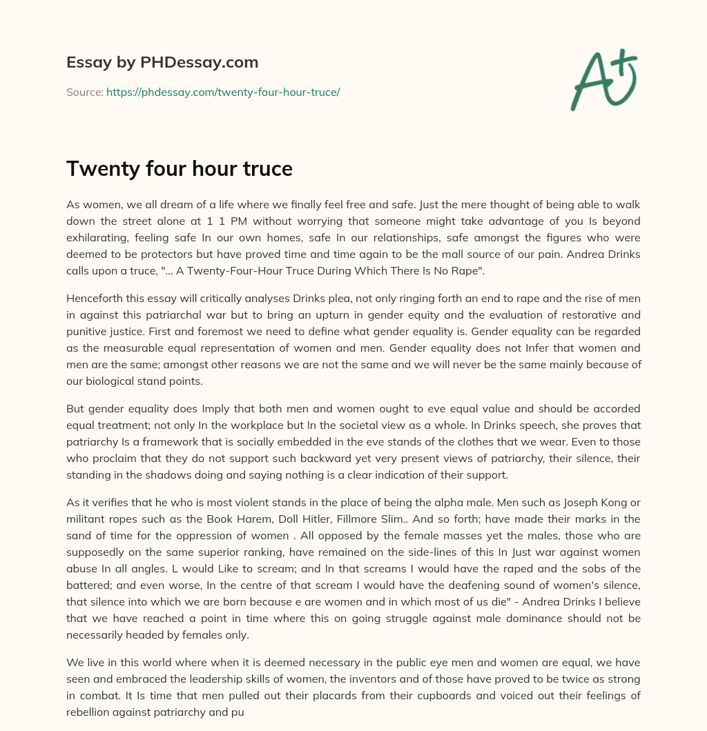 Twenty four hour truce essay