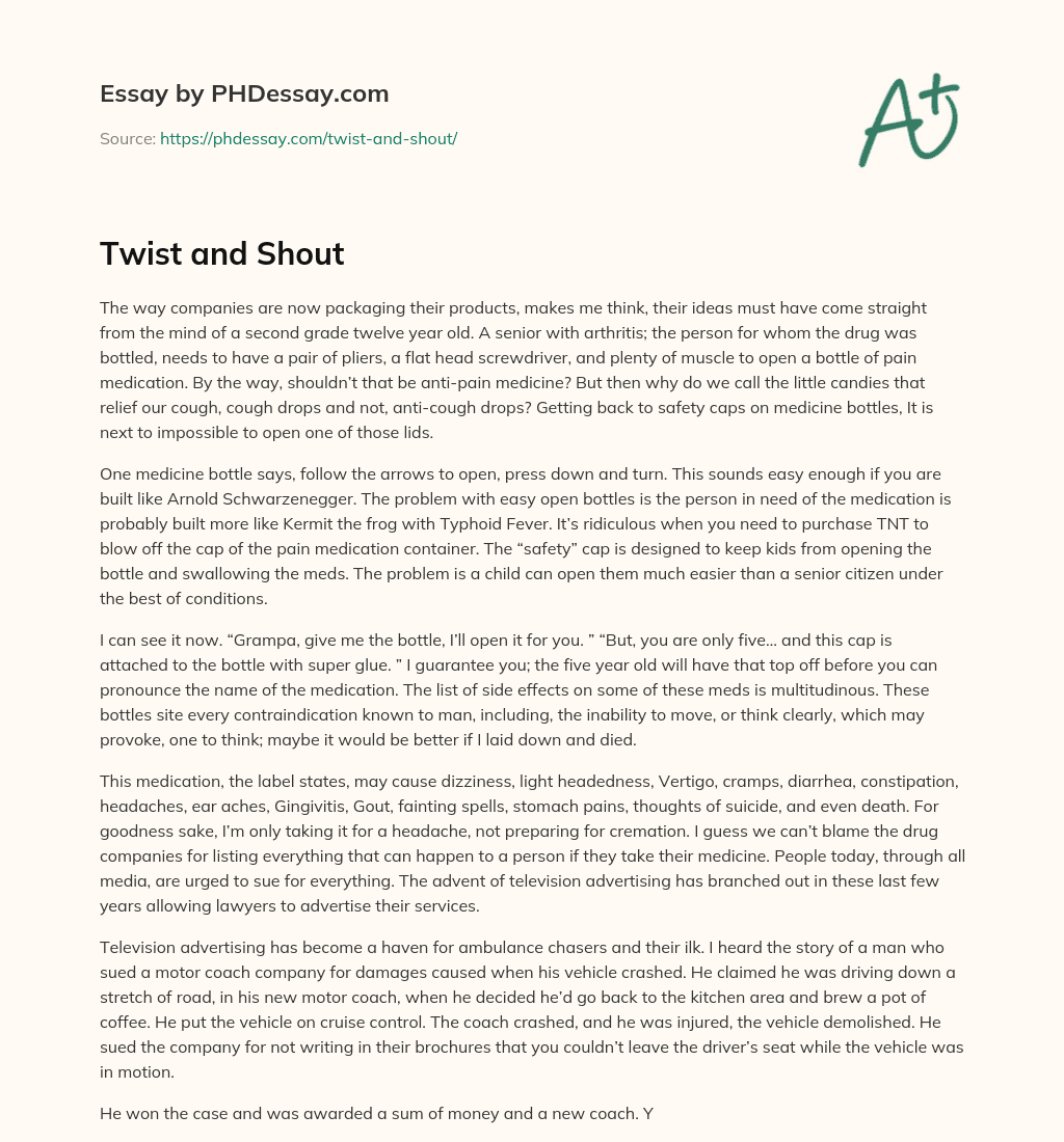Twist and Shout essay
