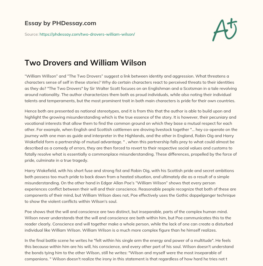 Two Drovers and William Wilson essay