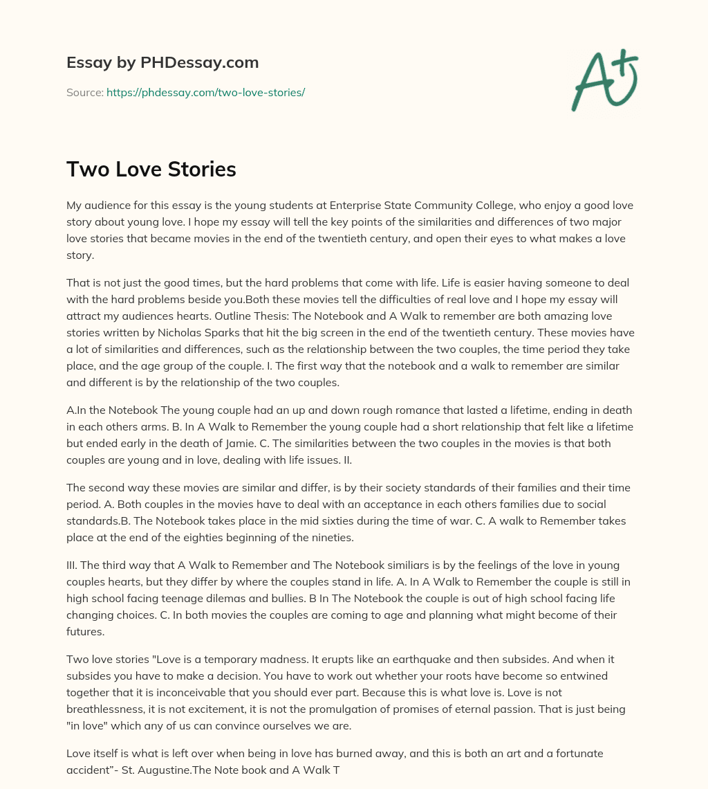 Two Love Stories essay