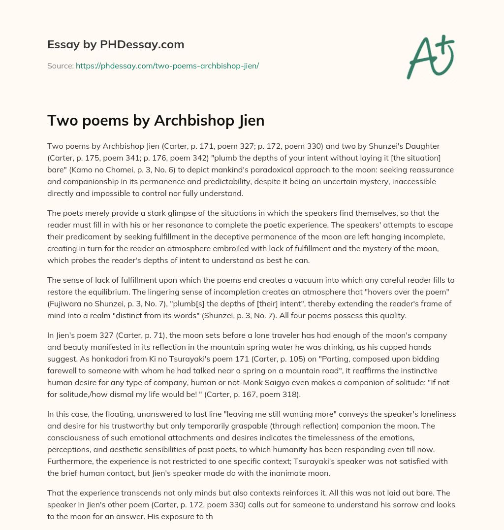 Two poems by Archbishop Jien essay
